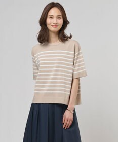 J.PRESS LADIES COTTON ACETATE DRY ニット Tシャツ ベージュ系