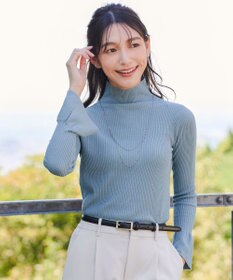 Tiaclasse 【洗える】スパンコールハイネックリブニットトップス