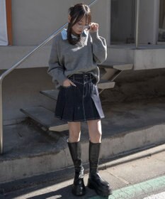 WEGO デニムプリーツミニスカート