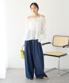 earth music&ecology シャーリングフリルオフショルブラウス