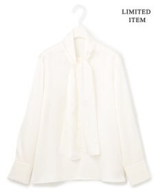 ICB 【WEB限定・洗える】 ドレープサテン ボウタイブラウス