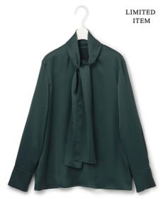 ICB 【WEB限定・洗える】 ドレープサテン ボウタイブラウス