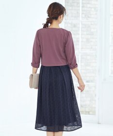 Tiaclasse L 【洗える】袖口リボンカットソーボレロカーディガン