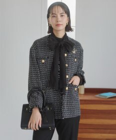 WEGO 【ANGIE VINTAGE/オケージョン対応 / セレモニー対応】ノーカラー ツイードジャケット