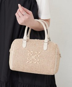 russet ナイロンラフィアミニボストンバッグ(CE-1715)