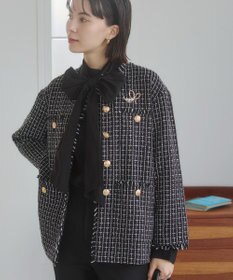 WEGO 【ANGIE VINTAGE/オケージョン対応 / セレモニー対応】ノーカラー ツイードジャケット