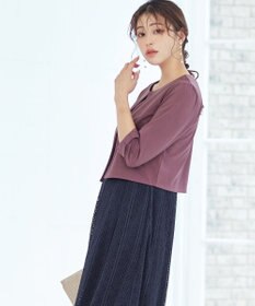 Tiaclasse L 【洗える】袖口リボンカットソーボレロカーディガン