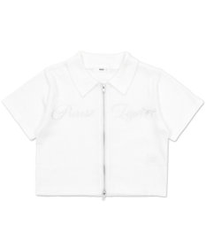 WEGO ラインストーンロゴWZIPトップス