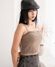 WEGO 【カップ付きインナー】ヴィンテージウォッシュカップインショートキャミ