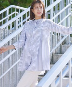 Tiaclasse L 【新色追加】バンドカラーシャツチュニックブラウス