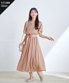 Tiaclasse 【洗える】花びらスリーブベルト付きワンピース