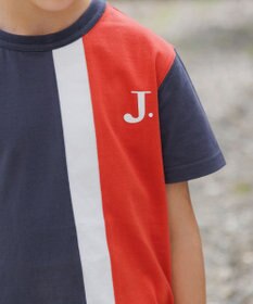 J.PRESS KIDS 【140-170cm】50/2 トリコストライプ 切替Tシャツ