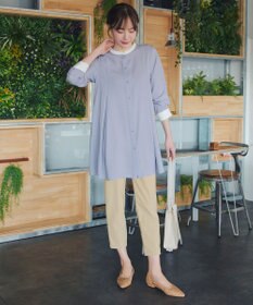 Tiaclasse L 【新色追加】バンドカラーシャツチュニックブラウス