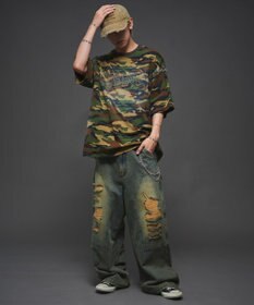 WEGO 【ユニセックス着用ITEM】ダメージアップリケグラフィックT（SS）