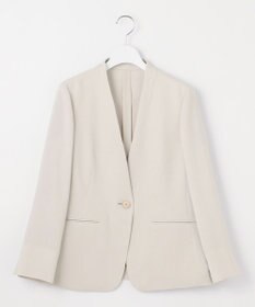 自由区 【セットアップ対応・UVカット・接触冷感・洗える】ライトストレッチノーカラー ジャケット