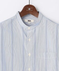 JOSEPH ABBOUD 【シルクブレンド】シルクコットンストライプバンドカラー シャツ