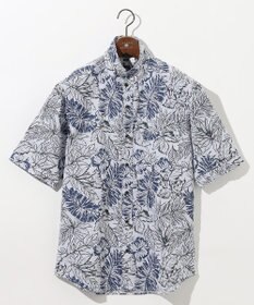 JOSEPH ABBOUD 【サスティナブルな麻混】コットンリヨセルリネンリーフプリント 半袖シャツ