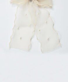 Phoebe フレアリボンドットパールヘアゴム　ベージュ