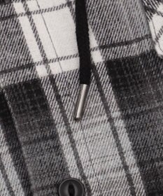 WEGO 【25年秋冬新作/ユニセックス着用ITEM/MLサイズ展開】オンブレチェックフードネルシャツ（LS）