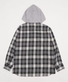 WEGO 【25年秋冬新作/ユニセックス着用ITEM/MLサイズ展開】オンブレチェックフードネルシャツ（LS）