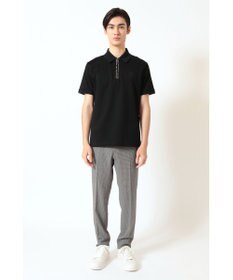 DAKS フロントジップ ハウスチェックパイピング ポロシャツ