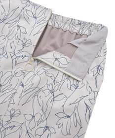 YECCA VECCA ラインフラワー柄フェイクスエードスカート