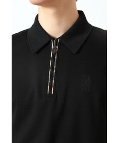 DAKS フロントジップ ハウスチェックパイピング ポロシャツ