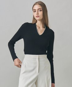 ICB 【新色追加】 エクストラファインメリノリブ Vネックプルオーバー