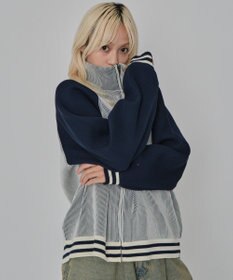 WEGO 【ユニセックス着用ITEM/MLサイズ展開】ラグラングラフィックニットブルゾン