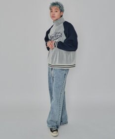 WEGO 【ユニセックス着用ITEM/MLサイズ展開】ラグラングラフィックニットブルゾン