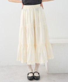 earth music&ecology ピンタックティアードミディスカート