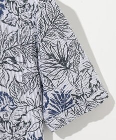 JOSEPH ABBOUD 【サスティナブルな麻混】コットンリヨセルリネンリーフプリント 半袖シャツ