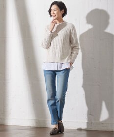 J.PRESS LADIES L 【洗える】GIZA MERCERIZE COTTON ケーブル ニット