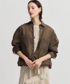 23区 【先行予約/見上愛さん着用】ナイロンコットンシアーボイル ドロストシャツ