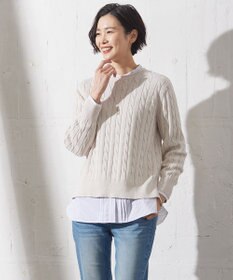 J.PRESS LADIES L 【洗える】GIZA MERCERIZE COTTON ケーブル ニット