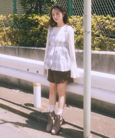 earth music&ecology ベルト付きタブデザインショートパンツ