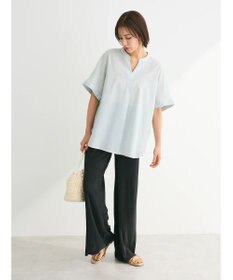 Green Parks 綿麻混フレンチスリーブスキッパーシャツ