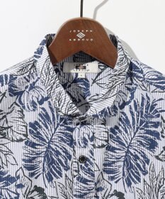 JOSEPH ABBOUD 【サスティナブルな麻混】コットンリヨセルリネンリーフプリント 半袖シャツ