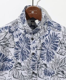 JOSEPH ABBOUD 【サスティナブルな麻混】コットンリヨセルリネンリーフプリント 半袖シャツ