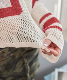 WEGO ナンバリングメッシュショートニット