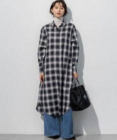 23区 コットンミックスチェック シャツ ワンピース