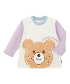 MIKI HOUSE HOT BISCUITS 【80-120cm】ビッグフェイスプリント 長袖Tシャツ