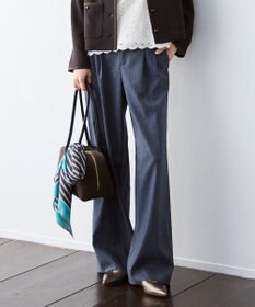自由区 【セットアップ対応】ソフトリネンダンガリーワイド パンツ ネイビー