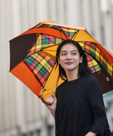 +RING 【UPF50＋】【限定/日本製】晴雨兼用傘（長ショート）YEL-CHK SR430