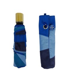 +RING 【限定/日本製】レディース向け パッチワーク プラスリング 折傘50cm BLU SR318