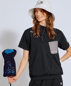 PW CIRCULUS 【吸水速乾 / UV遮蔽率99.5% UVカット / ストレッチ】【WOMEN】ポケットモックT ゴルフウェア レディース ブラック系