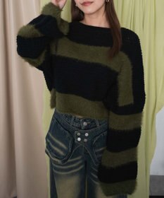 WEGO マテリアルシャギークロップドニット