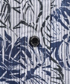 JOSEPH ABBOUD 【サスティナブルな麻混】コットンリヨセルリネンリーフプリント 半袖シャツ