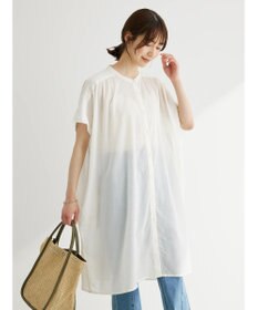 Green Parks インド綿 　ギャザー５分袖チュニック