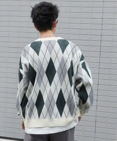 WEGO リラックスフィットパターンカーディガン